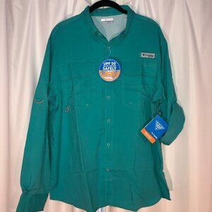 🆕Columbia Men's Standard Blood and Guts III LS Woven Shirt, Bright Aqua, Small